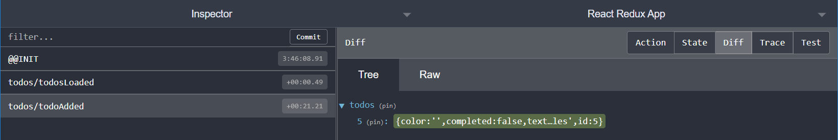 Devtools - async todoAdded state diff